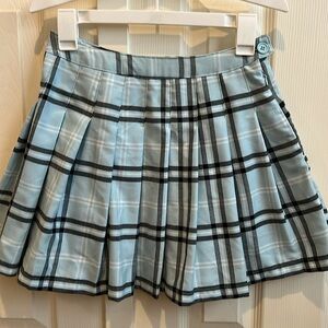 Light Blue Pleated Mini Skirt